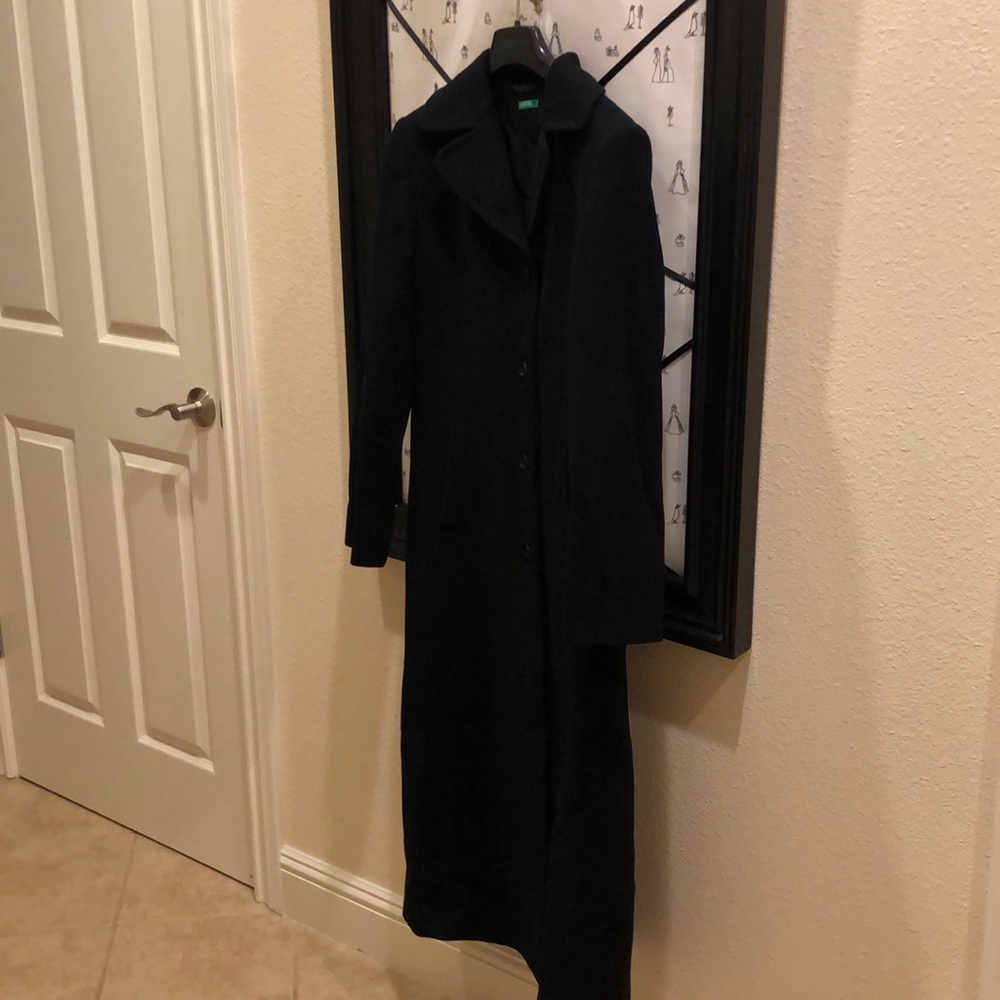 Benetton wool black long coat